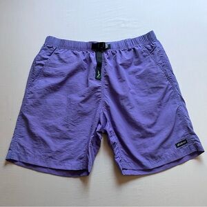AFIELD OUT purple logo patch belted elastic waist mens nylon shorts